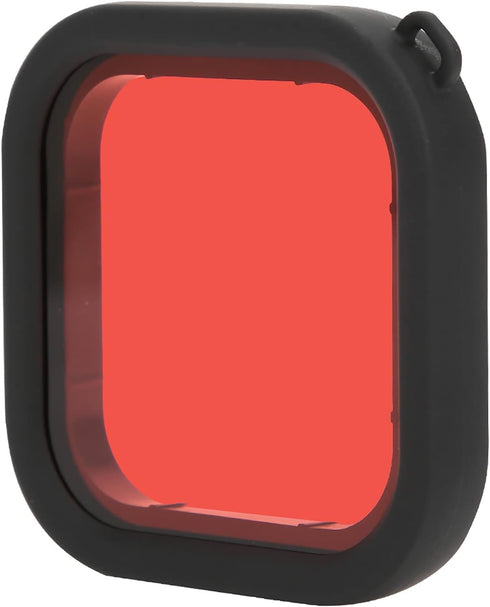 Camera Lens Diving Filter for 8 Action Camera, Waterproof Shell Underwater Diving Lens Filter with Rope (Red)