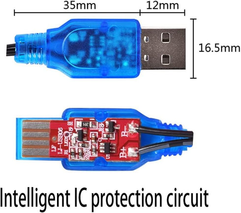 3.7V 800mA Fast USB Charger Cable with SM-2P Connector Plug for 3.7V Lithium Lipo Battery