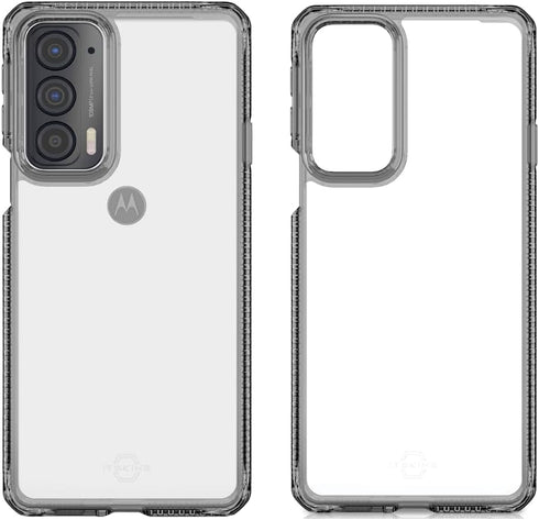 Itskins HYBRID CLEAR Case for Moto Edge 2021, Slim Hybrid Protective Phone Cover, Anti-Yellowing Shockproof - Black and