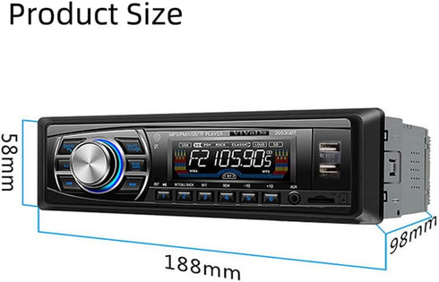 VIGORWORK 12V/24V MP3 1DIN 2USB/SD/MMC Car Radio Bluetooth Car Player OLED Color Screen Turner Aux-in Support
