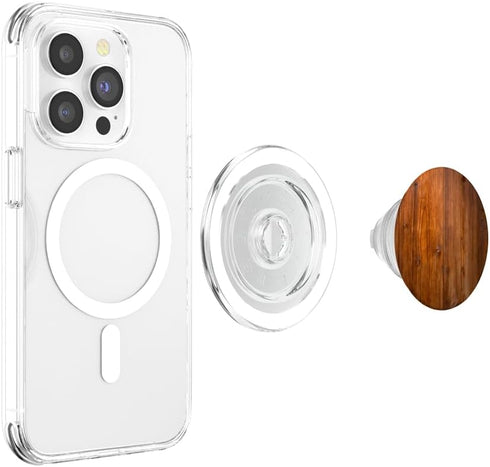 PopSockets PopGrip: Vintage Wood Grain Pattern, Swappable Grip for Phones & Tablets, Compatible with MagSafe