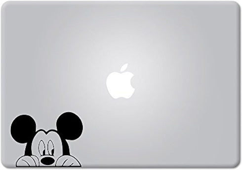 Die-Cut Vinyl Decal Sticker Mickey Mouse Peeking for MacBook, Laptop, Car Window (Black)