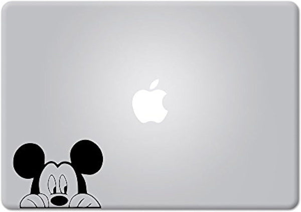 Die-Cut Vinyl Decal Sticker Mickey Mouse Peeking for MacBook, Laptop, Car Window (Black)