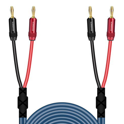 UCINNOVATE 2 Pack Bi-Wire Speaker Cable with Gold Plated Banana Plugs, 13 AWG HiFi OFC Audio Wire (1.5m / 4.9FT)