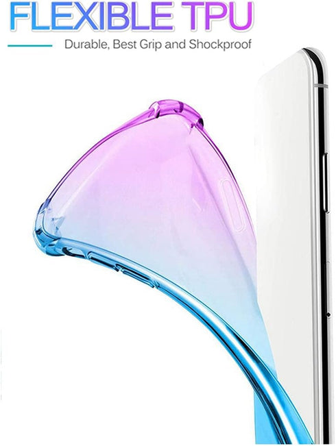 Cute Clear Gradient Slim Case for OnePlus Nord N200 5G with Tempered Glass Screen Protector (Purple/Blue)