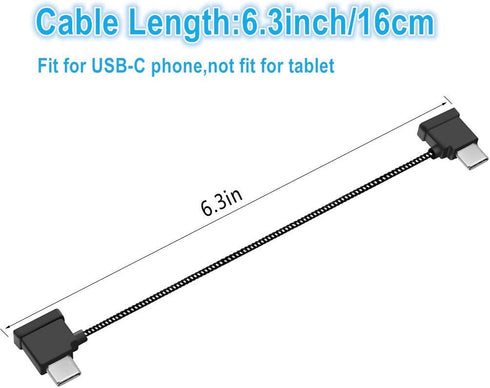 Hanatora 6.3 Inch USB C to USBC RC-N3/N2/N1/N1C Remote Controller Cable for DJI Mavic 3, Air 3S/3/2/2S, OTG Phone Cord