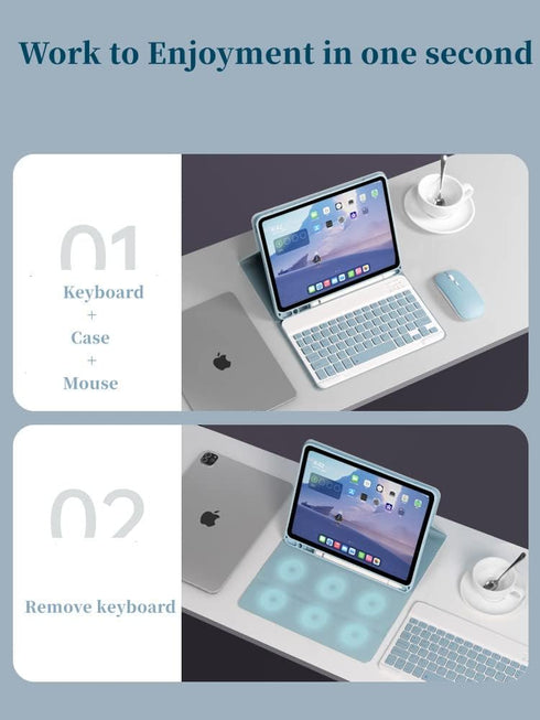Keyboard Case for iPad Mini 6 (6th Generation) with Mouse, Detachable Wireless Bluetooth Keyboard, Pencil Holder, Slim
