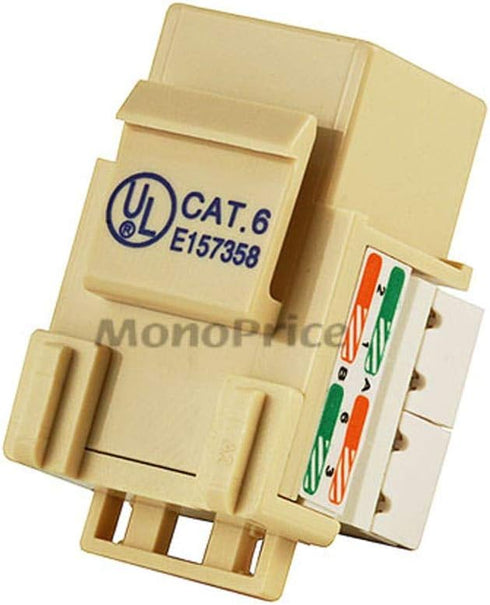 Monoprice Cat6 Punch Down Keystone Jack for 22-24AWG Solid Wire, Beige