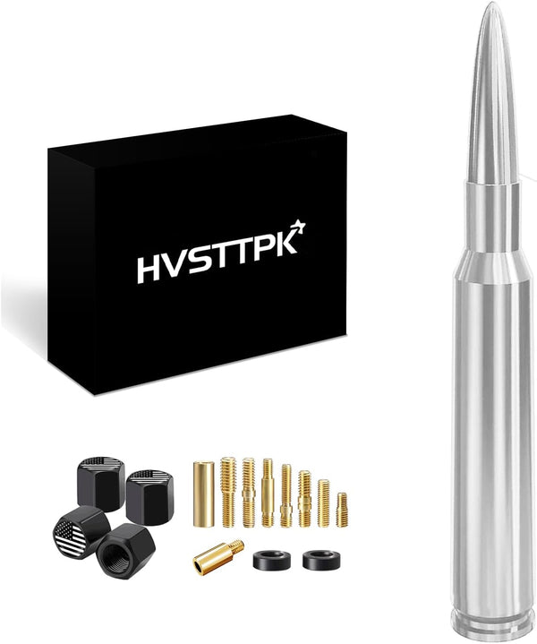 HVSTTPK Truck Car Bullet Antenna with Valve Stem Caps Mast for GM Chevy