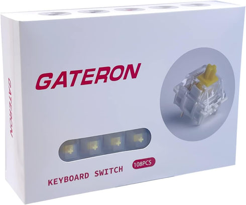 Gateron Milky Yellow Pro V2 Switches, Pre-lubed Linear 5 pin for All MX Mechanical Keyboards (108PCS, Milky Yellow Pro)