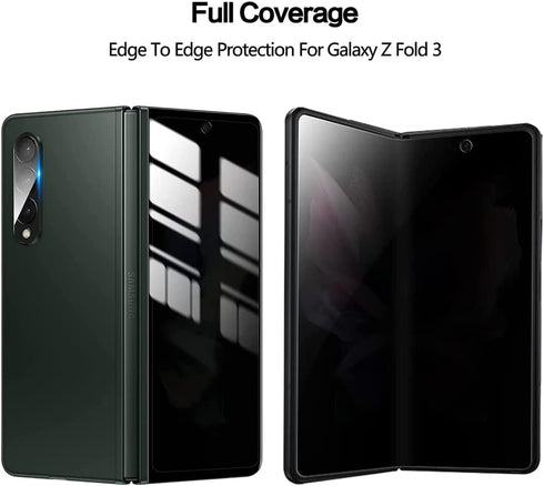 Samsung Galaxy Z Fold 3 5G Tempered Glass Front Screen Protector + 2X Privacy Inner Soft Protectors + 2X Camera Lens