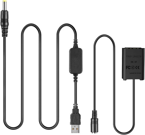 USB Cable AC-LS5 Drop Voltage Cable 5V-4.2V Camera Adapter + DK-X1 DC Coupler NP-BX1, NPBX1 Dummy Battery for Sony