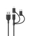 Anker Powerline II 3-in-1 Cable (3ft, Black) for iPhone, iPad, Samsung Galaxy, Huawei, HTC, LG, Sony Xperia, Android.