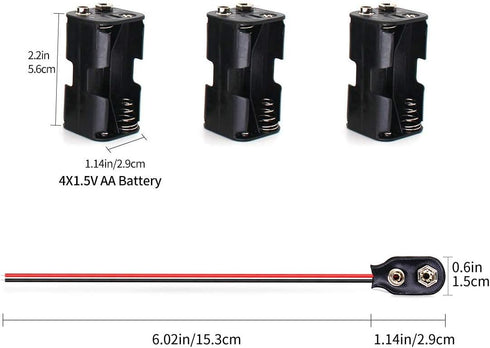 OLIREXD Two Layers AA Battery Holder Case with 9V I Type Standard Snap Clip Connector, Pack of 3