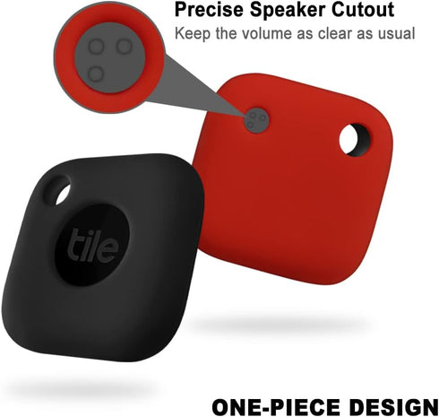 Geiomoo Silicone Case for Tile Mate 2024/2022, Soft Scratch Resistant Cover with Carabiner (2 Pack Black+Red)