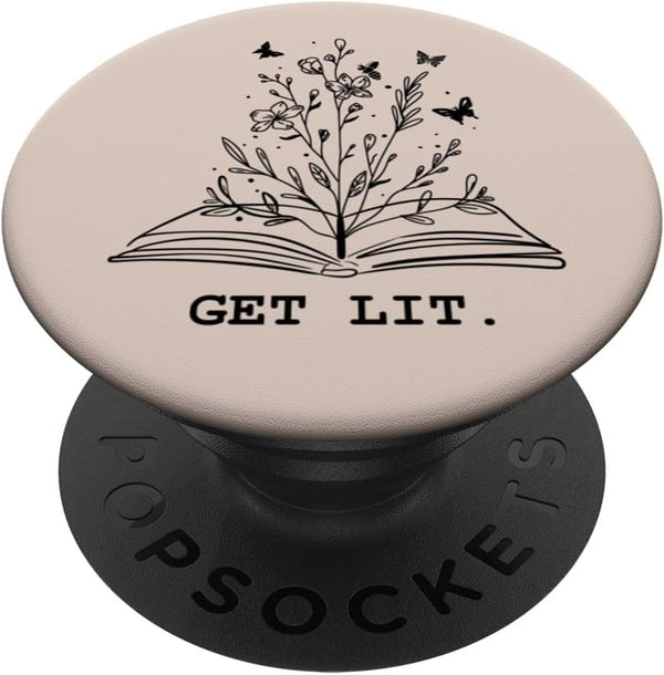 PopSockets Adhesive PopGrip - Get Lit Library Book Wildflowers Lovers Literature Teacher