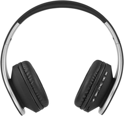 PowerLocus Bluetooth Headphones Over Ear, Wireless Headphones Foldable, Hi-Fi Stereo, Soft Memory Foam Earmuffs, Lightweight, Built-in Mic & Wired Mode for iPhone,Android,PC,Laptops (Black/Silver)