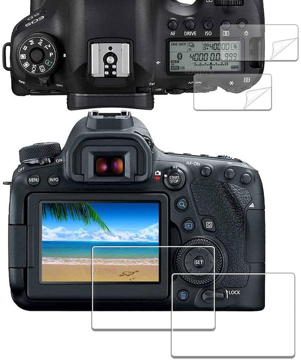 Screen Protector for Canon EOS 6D Mark II + 2+2 Pack PET Top Tempered Glass Protector with Easy Installation