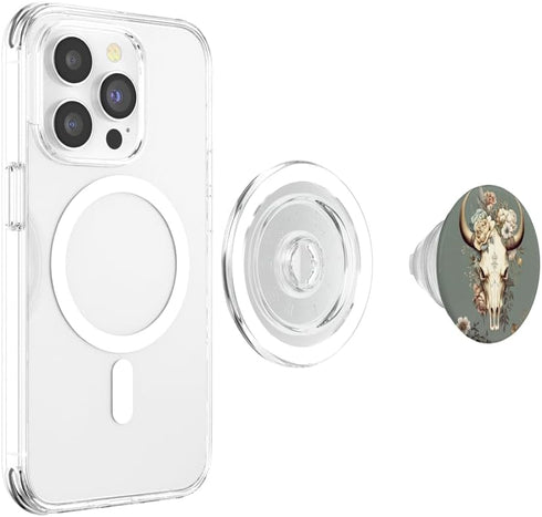 PopSockets MagSafe PopGrip for iPhone - Skull Bull Western Boho Floral Cowgirl Rural for Girl Women