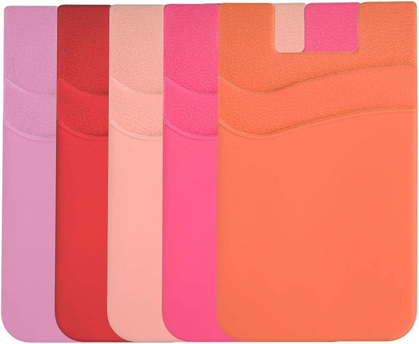 BIAJIYA Silicone Card Holder for Back of Phone, Stick-on Pouch Wallet Sleeve for ID and Credit Cards for All Smartphones