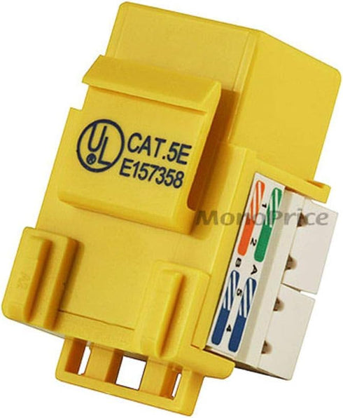 Monoprice Cat5e Punch Down Keystone Jack for 22-24AWG Solid Wire, Yellow