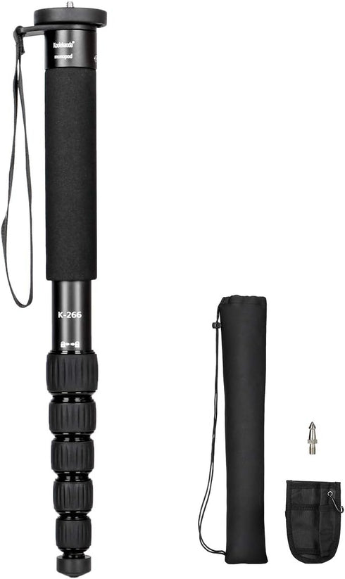 koolehaoda Camera Monopod 61" Aluminum Portable Photography Unipod Stick, 6-Section Telescopic, Folding is