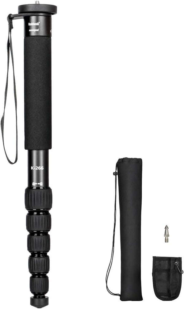koolehaoda Camera Monopod 61" Aluminum Portable Photography Unipod Stick, 6-Section Telescopic, Folding is
