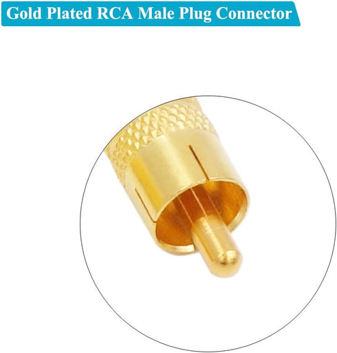 F Female to RCA Male, 4-Pack Gold Plated Aux Audio Adapter for Coax Coaxial Cable Connector for Audio Video Systems