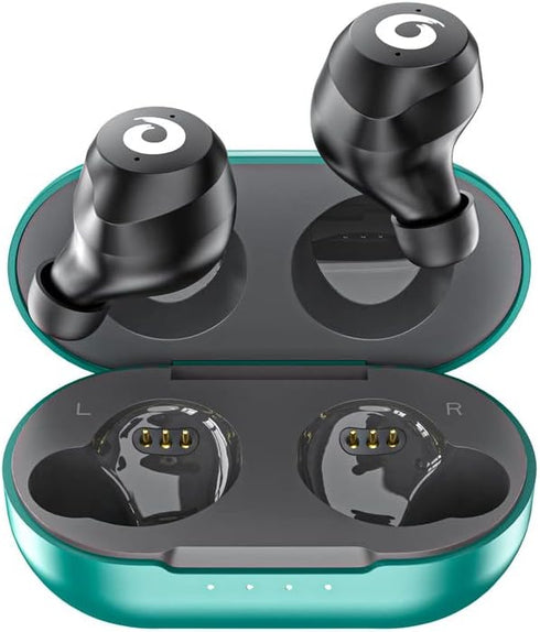 X9 Wireless Earbuds, Bluetooth 5.3 Waterproof Stereo Earphones with Touch Control and Microphone, Deep Bass, Green-Gray