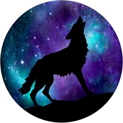 Galaxy Wolf Star Surreal Wild Lone Wolves Double-Exposure PopSockets Adhesive PopGrip