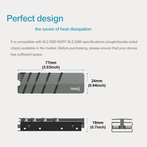 M.2 2280 SSD Heatsink, Double-Sided Heat Sink with Thermal Silicone Pad for PC M.2 SSD