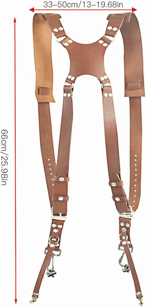 Qiilu Leather Camera Strap, Adjustable Dual Leather Rivet Shoulder Strap for Digital Cameras