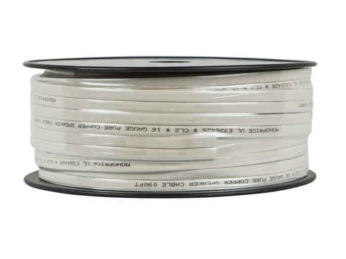 Monoprice Pure Copper Flat Speaker Wire, CL2 Rated, 16AWG, 100 Feet, Jacketed in PVC Material