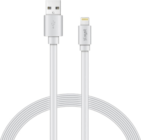 XYS-L4604F 4 Ft Charge and Sync USB to Lightning Flat Cable, White