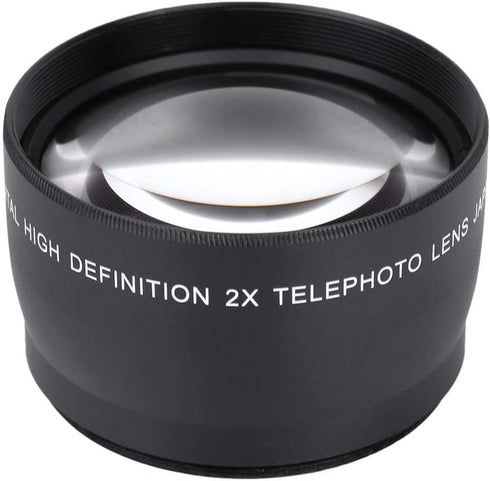 Telephoto Lens, 58MM 2X Magnification Aluminium Alloy Teleconverter for 58mm Diameter and 18-55 Focal Length Lens
