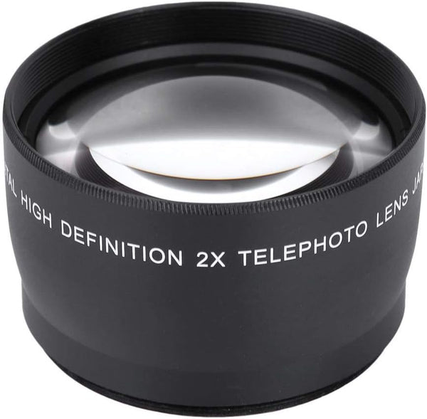 Telephoto Lens, 58MM 2X Magnification Aluminium Alloy Teleconverter for 58mm Diameter and 18-55 Focal Length Lens
