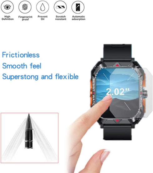 Compatible FreeDvigor 2.02'' Smart Watches Screen Protector, PET HD Protective Film for Bgulong/Cheerall/FreeDvigor H22