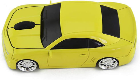 Ai5G Wireless Sport Car Shape Mouse with 2.4GHz Nano USB LED Headlight for Laptop Desktop Computer (Yellow)
