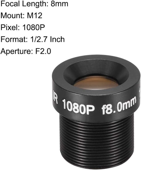 uxcell 3 Pcs CCTV Camera Lens 8mm Focal Length 1080P F2.0 1/2.7 Inch Wide Angle for CCD Camera