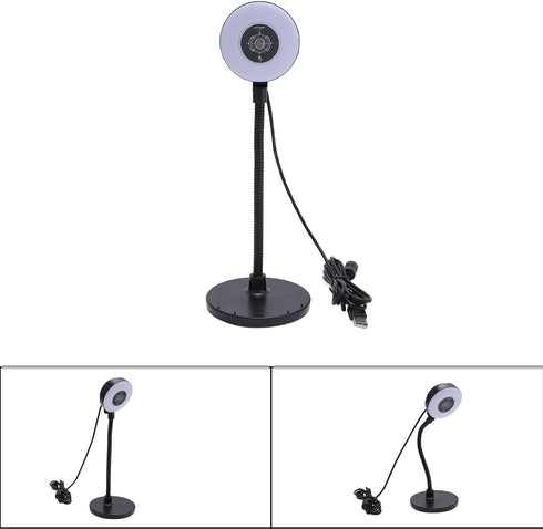 SASKATE 5MP Webcam with Fill Light Built in Mic AF Touch Control, Auto Focus USB Web Cam Bendable Rod, for Online