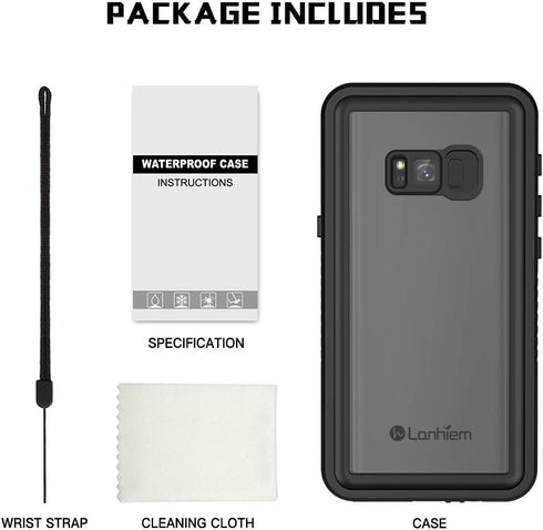 Lanhiem IP68 Waterproof Dustproof Case for Samsung Galaxy S8, Rugged Full Body Shockproof Cover with Screen Protector