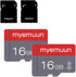 myemuun 2 Pack 16 10, (16GB*2) GB Micro Memory Card with Adapter, TF Memory Card Class Mini Memory Card