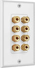 4 Setup DIYTECH Speaker Wall Plate, Home Theater Wall Plate, Gold Plated Binding Posts, for Home Theater