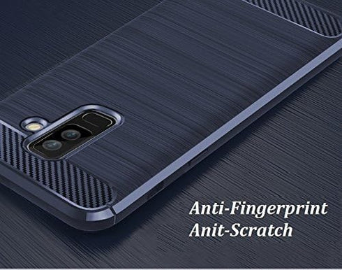 Case for Samsung Galaxy A6 Plus 2018, Carbon Fiber Shock Absorption Slim Case (Black)