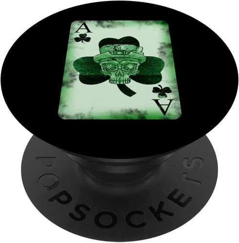 PopSockets Standard PopGrip Skull Ace Card Irish Luck St. Patrick's Day Graphic Humor