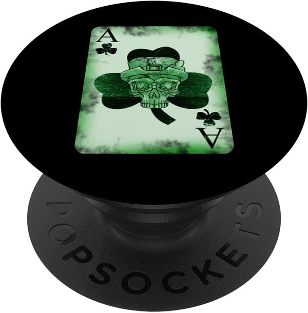PopSockets Standard PopGrip Skull Ace Card Irish Luck St. Patrick's Day Graphic Humor