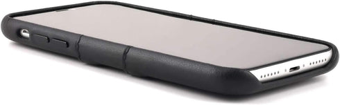Dockem Wallet Case for iPhone 11: Black Synthetic Leather with Built-in Metal Plate & 2 Credit Card Holders