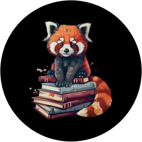 Red Panda Books Lover Reading Bookworm Standard PopSockets PopGrip