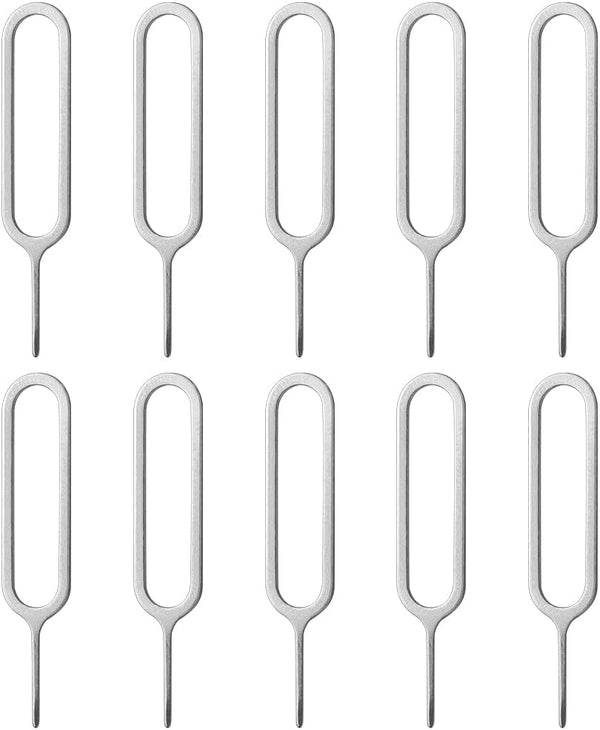 Sim Card Tray Pin 10-Pack for iPhone and Android Phones - Steel