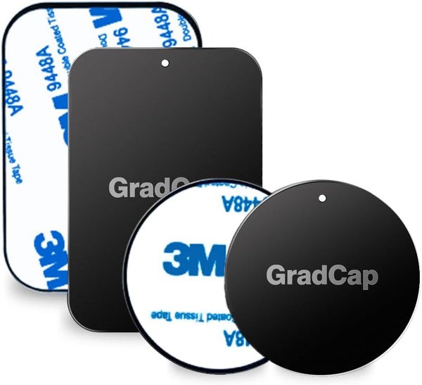Metal Plate for Magnetic Phone Mount - 4 Packs Ultra Thin Black Metal Disc with Strong 3M Adhesive Sticker -